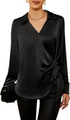 Elegant Lace-up Long Sleeve Shirt for Waist Trimming