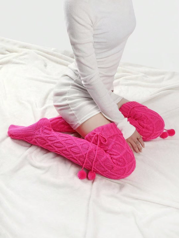 Warm Knee-High Cotton Socks in Rose Red, Black, Khaki, and Milky White - All-Season Universal Comfort and Style