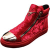 Toasty Cotton Plush Suede Winter Shoes in Black, Red, and Blue - Korean Trend Fashion with Zipper Closure - Unisex Sizes 38-43 Included