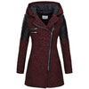 Warm Mid-Length Thermal Trench Coat with Unique Oblique Zipper