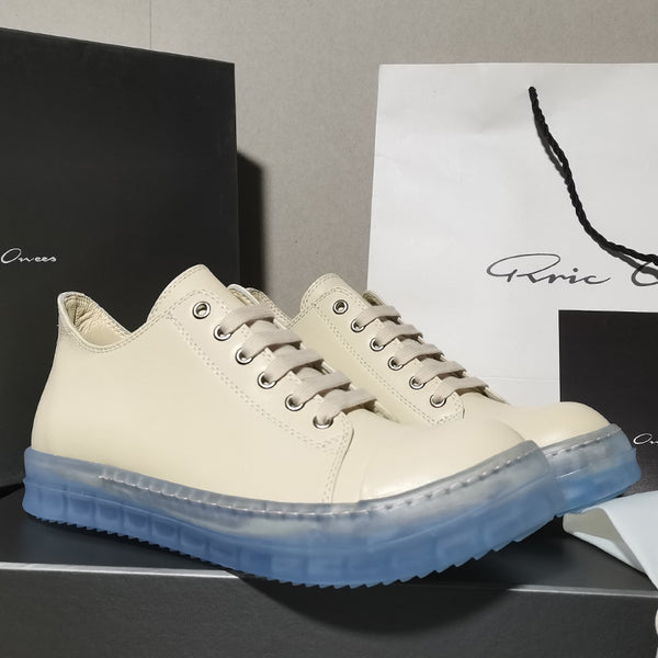 Stylish Men's Lace-Up Shoes Beige Transparent Sole Premium Leather Comfortable Versatile Sizes Trendy Men's Fashion.