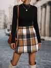 Chic Checkered Skirt for Women in Amber - Urban Style Autumn and Winter Fashion