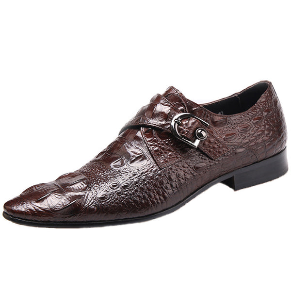 Men's Black Leather Business Shoes, Pointed Design Size 37-46