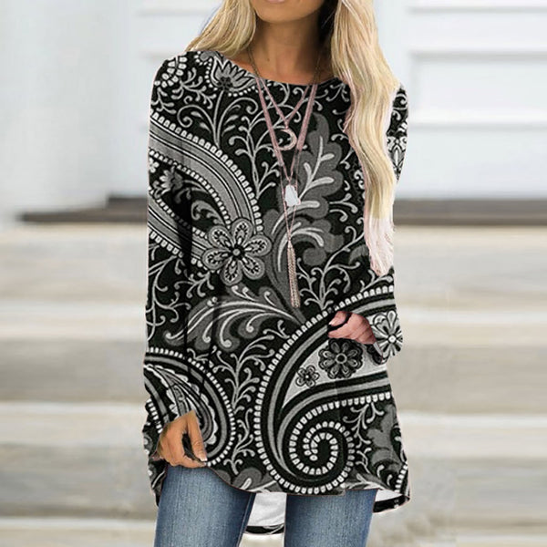 Stylish Women's 3D Printed Pullover T-shirt, Long Sleeve Polyester Tee in Vibrant Colors