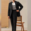 Italian Design Men's Double Pleated Straight Trousers in Black Khaki Dark Gray Tan - Men's Casual Business Wear Non-Ironing Fiber Blend - Sizes 29-36
