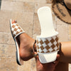 Stylish Plaid Beach Sandals in Green - PU Leather & Rubber Soles
