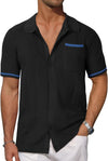 Breathable Short-Sleeved Men's Cardigan with Pocket Detail - Striped Summer Fashion for Men