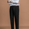 Versatile Retro-Style Cropped Casual Pants in Black Denim