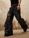 Stylish Mid-Waist Stained Blue Jeans for Trendy Ladies - Fashionable Four Seasons Cotton Jeans by PERSONSOUL.