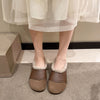 Women's Fleece-Lined Comfort Cotton Shoes with Beef Tendon Sole, Black and Khaki, Gommino Style, Casual Footwear