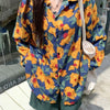Trendy Long Sleeve Patterned Loose Fit Top in Polyester - Button Print Style - Women's Fashion Clothing