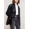 Women's Casual Long-Sleeve Protein Leather Cardigan in Khaki & Black ~ Commuter Style Outerwear ~ Premium Polyester Fabric