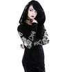 Bold Gothic Punk Women's Hoodie, Zip-Front Black Sweatshirt