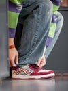 Trendy Wine Red Street Sports Shoes with Color-Blocking Pattern, Unisex, Sizes 35-45