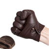 Men's Luxury Fleece-Lined Sheepskin Gloves in Brown & Black
