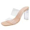 Chic Women's Mid-Heel Crystal Sandals in Apricot-Transparent Color