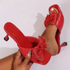 Chic French-Style Bow Slippers, Open-Toe, Plus Size in Classic White, Romantic Pink, Bold Red, and Mysterious Black