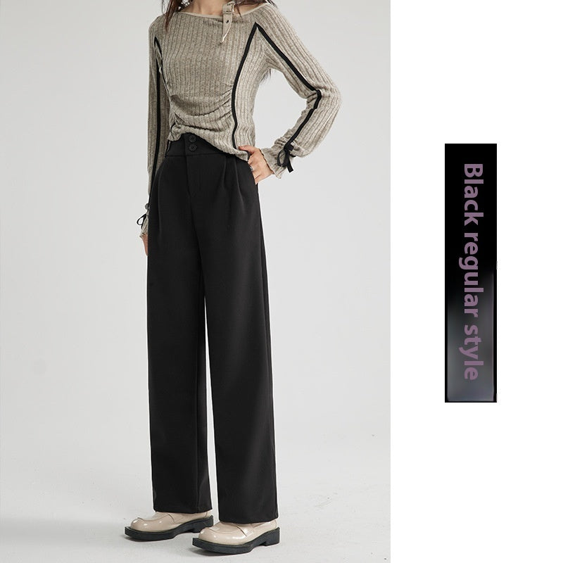 Autumn And Winter Thick Suit Woolen High Waist Slimming Drooping Straight Loose Casual Pants