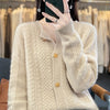 Vintage-Style Twisted Wool Cardigan in Pink - Artistic Retro Design, Thick Wool Jacket, Women's Fall Fashion - Unique Statement Piece