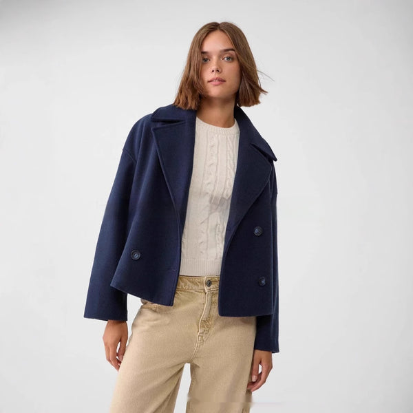 Chic Long-Sleeved European & American Women's Overcoat in Striking Stripes and Plaid Patterns