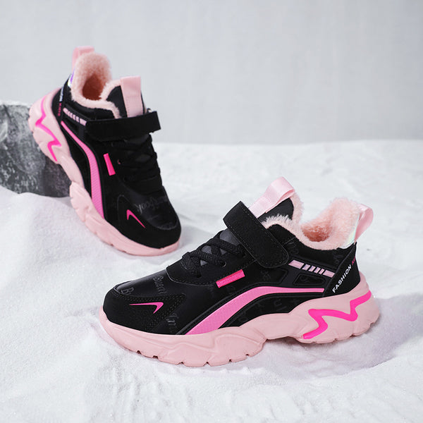 Waterproof Unisex Kids' Leather Sneakers, Velcro Closure, Breathable Lightweight Design for All-Season Adventures