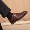 Elegant British Style Leather Square Toe Shoes in Black and Brown - Buckle Closure, Durable Cowhide, Carved Flowers - Men's Luxury Footwear