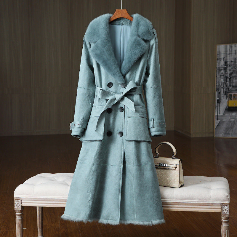 Rabbit Fur All-in-one Women's Fur Jacket Suit Collar