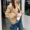 Autumn Chic Baseball Jacket in Gray - Korean Vintage Style. Perfect for casual wear. Solid color design in Polyester material. Fashionable and cozy.
