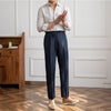 Chic Linen Drawstring Pants in Navy Blue or Khaki, High-Waist Comfortable Fit, Straight Cut Casual Wear, 100% Linen Fabric