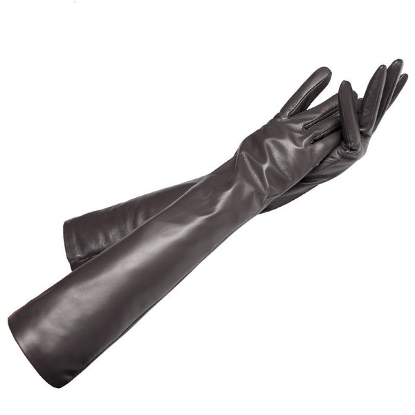 Women's Premium Sheepskin Winter Gloves - Extra Long Arm Cover, Sheepskin-lined Split Finger Design
