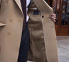 British-Style Slim Fit Wool Blend Coat in Khaki and Dark Blue with Decorative Buttons