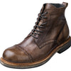 Genuine British-Styled Leather Martin Boots for Men in Brown with Classic Design