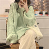 Cozy Autumn/Winter Women's Loose Knitwear Sweater in Creamy-White Color-blocking Pattern