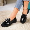 Mid-Heel Retro Loafers in Patent Leather with Tassel - Black, Red, Comfortable Style, Women's Shoes