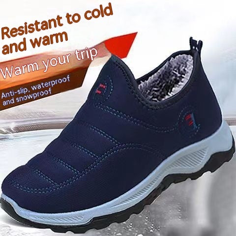 Waterproof Fleece-Lined Hiking Shoes - Black/Red - Unisex Outdoor Trail Footwear