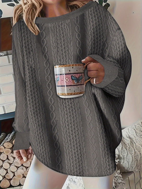 Cozy Loose Pullover Sweater | Plus Size Winter Fashion - Comfortable Polyester Autumn Clothing