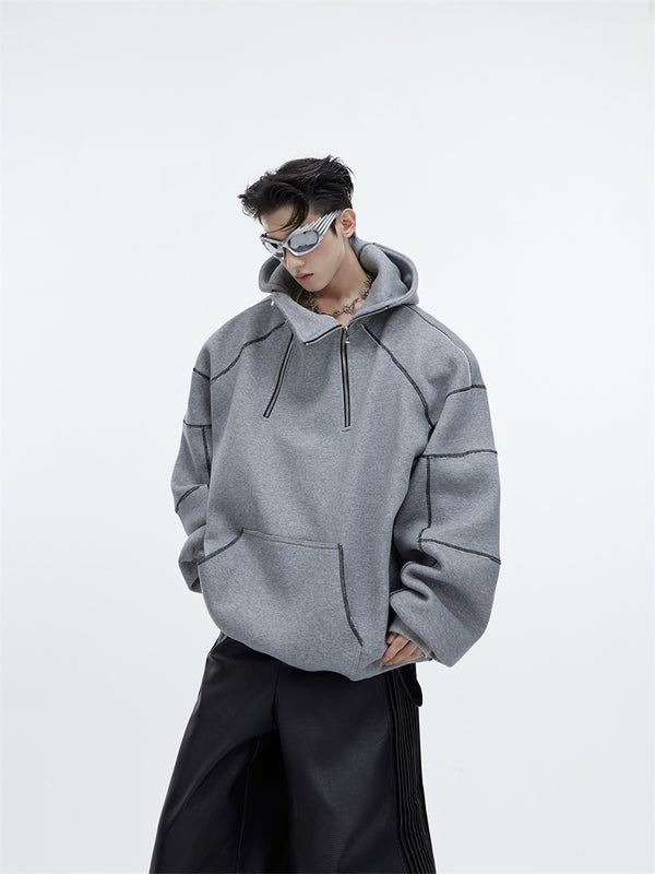 Premium Men's 3D Fleece Hoodie in Deep Charcoal Gray - Street Style Comfort - Cotton Polyester Blend - Pullover Design.