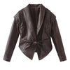 Chic Faux Leather Women's Jacket in Retro Style, 3D Pattern, Multiple Colors, Medium Thickness - S, M, L Sizes