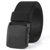 Universal Nylon Tactical Belt in Black - Durable Canvas Style - Outdoor Ready Gear - Metal-Free - Lightweight Plastic Buckle.