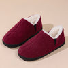 Winter Fur Collar Memory Foam Indoor Slippers in Black - Unisex Warm Cozy Comfort Shoe for Winter with Rubber Sole