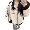 Trendy College-Style Loose-Fit Baseball Jacket for Women - Design-Savvy Polyester Outerwear