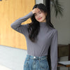 Chic Mid-Collar Women's Casual Sweater for Layering in Brown - Slim Fit Micro Elasticity Sweater