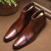 Korean Style Men's Leather Boots in Black Brown - Comfortable Martin Footwear
