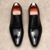 Classic Men's Leather Lace-up Dress Shoes in Black and Light Brown - Comfortable, slip-resistant formal footwear for men's fashion, office, or special occasions.