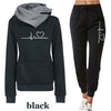 Comfy Autumn Women's Hoodie & Pants Set in Black - Street Style Chic, Comfortable Polyester Tracksuit.