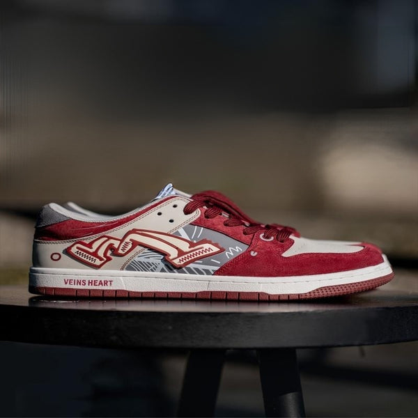 Trendy Casual Street Sports Shoes with Color-Blocking Design, Wine Red, Unisex, Size 35-45