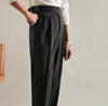Classic Double-Pleated Business Casual Trousers in Brown Wool - Men's Office Wear - Polyester Blend - Available Sizes 29-36
