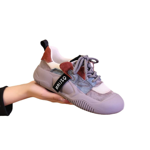 Stylish Women's Breathable Platform Mesh Shoes - Fashion-forward comfort with breathable mesh & peach wood sole. Women's casual footwear.