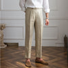 Premium Men's Linen Casual Pants - Solid Color, High Waist, Breathable Linen, Fashionable Straight Tube Style