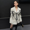 Chic Women's Woolen Coat with Suit Collar - Black or White, Hand-woven, Long Sleeve Jacket for Winter Wear - Asian Fashion Style